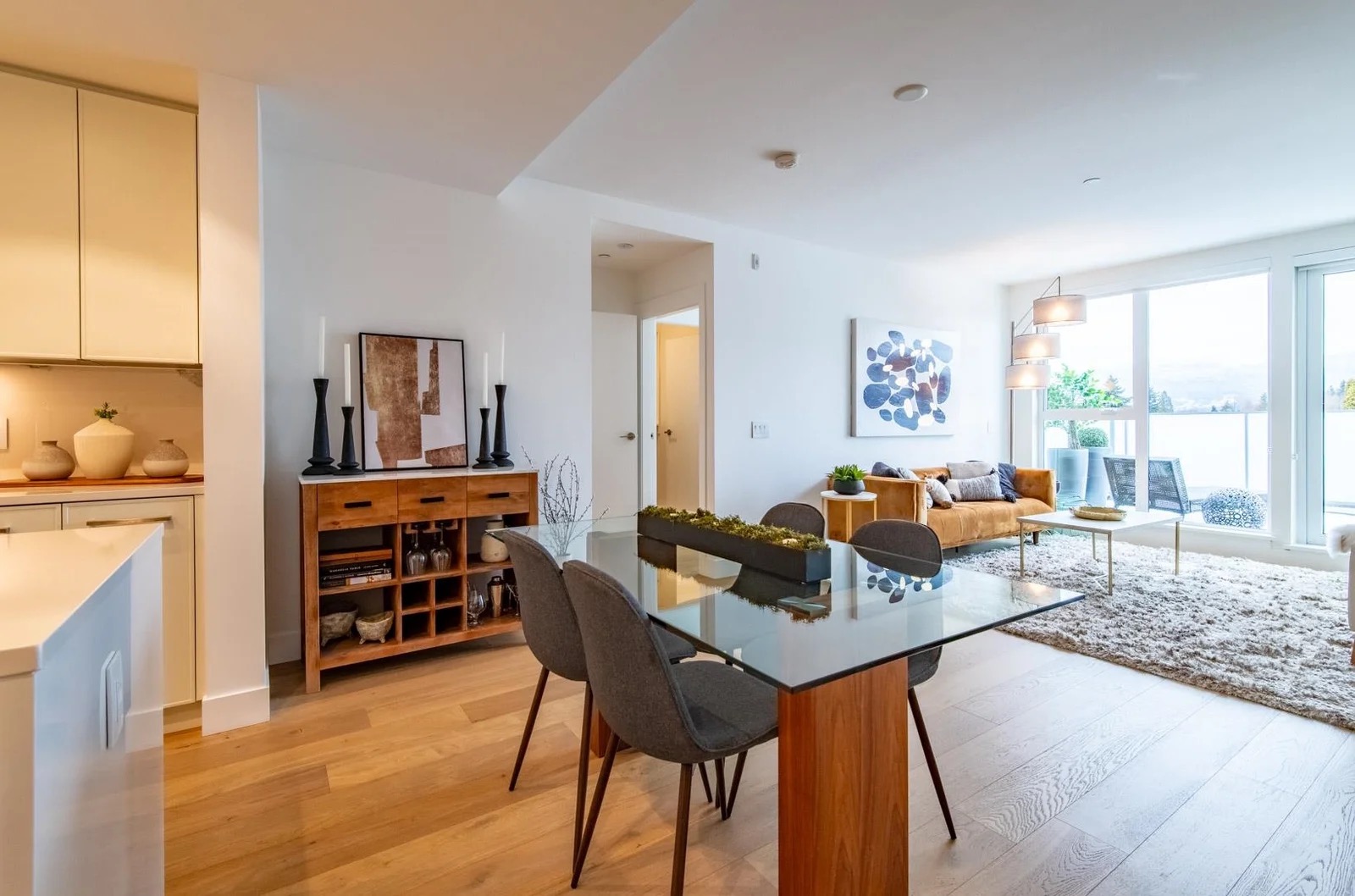 Vancouver condo staging — dining and living